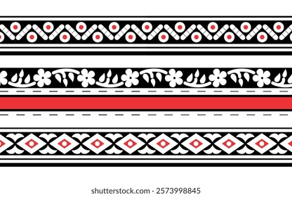 Flower and geometric border Design For Fabric,Embroidery.