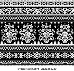Flower and geometric border design pattern