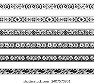 Flower and geometric Border pattern Design Use for fabric print ,paper print, embroidery, Digital print and more.