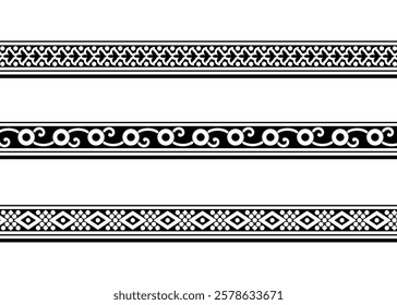 Flower And Geometric Design Border, Fabric Border, Embroidery.