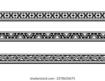 Flower And Geometric Design Border, Fabric Border, Embroidery.
