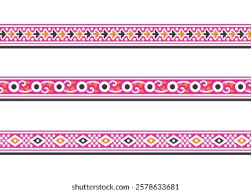 Flower And Geometric Design Border, Fabric Border, Embroidery.