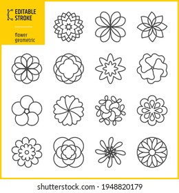 flower geometric icons set - editable stroke