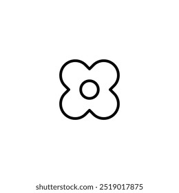 Flower. Geometric linear sign shape. Vector icon, editable stroke.