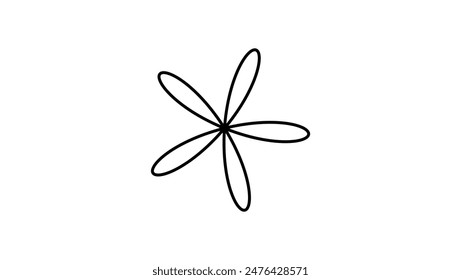 flower geometric logo, black isolated silhouette