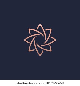 Flower geometric logo gold color.