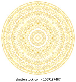 Flower geometric mandala. Oriental pattern. Vector golden abstract ornament. Islam, arabic, moroccan, indian, asian, islamic, chinese, ottoman motif. Adult relaxing zentangle coloring illustration.