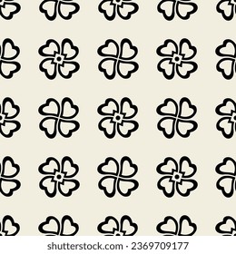 Flower geometric pattern design. Seamless floral background with outline flower icons. Vector illustration.