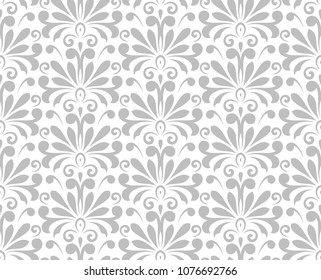Flower geometric pattern. Seamless vector background. White and grey ornament. Ornament for fabric, wallpaper, packaging, Decorative print.