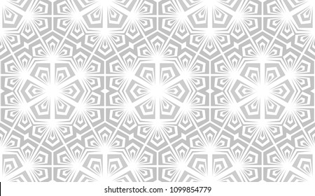 Flower geometric pattern. Seamless vector background. White and grey ornament. Ornament for fabric, wallpaper, packaging, Decorative print.