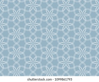 Flower geometric pattern. Seamless vector background. White and blue ornament. Ornament for fabric, wallpaper, packaging, Decorative print