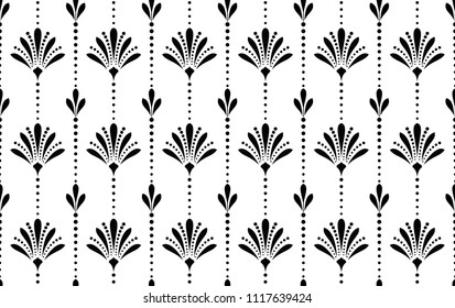 Flower geometric pattern. Seamless vector background. White and black ornament. Ornament for fabric, wallpaper, packaging, Decorative print