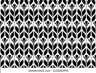Flower geometric pattern. Seamless vector background. White and black ornament. Ornament for fabric, wallpaper, packaging, Decorative print