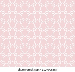 Flower geometric pattern. Seamless vector background. White and pink ornament. Ornament for fabric, wallpaper, packaging, Decorative print