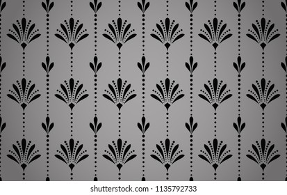 Flower geometric pattern. Seamless vector background. Black ornament. Ornament for fabric, wallpaper, packaging. Decorative print