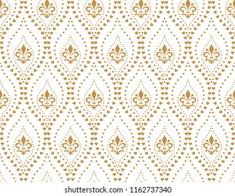 Flower geometric pattern. Seamless vector background. White and gold ornament. Ornament for fabric, wallpaper, packaging, Decorative print