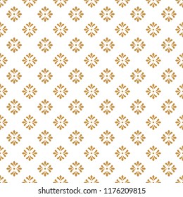 Flower geometric pattern. Seamless vector background. White and gold ornament. Ornament for fabric, wallpaper, packaging, Decorative print