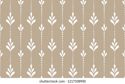 Flower geometric pattern. Seamless vector background. White and beige ornament. Ornament for fabric, wallpaper, packaging. Decorative print