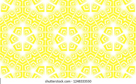 Flower geometric pattern. Seamless vector background. White and yellow ornament. Ornament for fabric, wallpaper, packaging, Decorative print