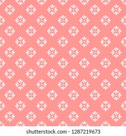 Flower geometric pattern. Seamless vector background. White and pink ornament. Ornament for fabric, wallpaper, packaging, Decorative print