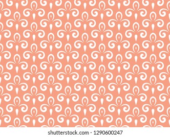 Flower geometric pattern. Seamless vector background. White and pink ornament. Ornament for fabric, wallpaper, packaging. Decorative print