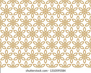 Flower geometric pattern. Seamless vector background. White and gold ornament. Ornament for fabric, wallpaper, packaging, Decorative print