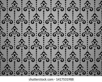 Flower geometric pattern. Seamless vector background. Black ornament. Ornament for fabric, wallpaper, packaging, Decorative print
