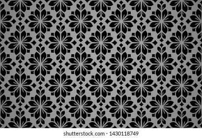 Flower geometric pattern. Seamless vector background. Black ornament. Ornament for fabric, wallpaper, packaging. Decorative print