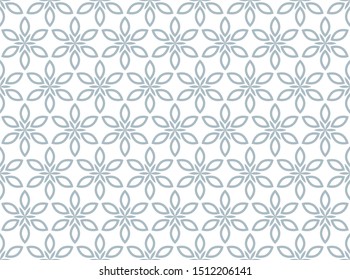 Flower geometric pattern. Seamless vector background. White and blue ornament