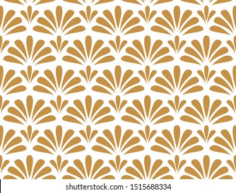 Flower geometric pattern. Seamless vector background. White and gold ornament