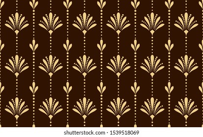 Flower geometric pattern. Seamless vector background. Dark brown and gold ornament
