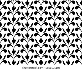 Flower geometric pattern. Seamless vector background. White and black ornament