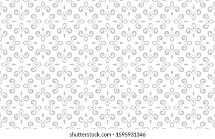 Flower geometric pattern. Seamless vector background. White and grey ornament.
