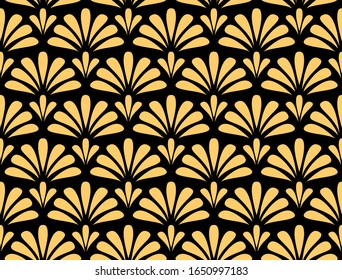 Flower geometric pattern. Seamless vector background. Gold and black ornament. Ornament for fabric, wallpaper, packaging. Decorative print
