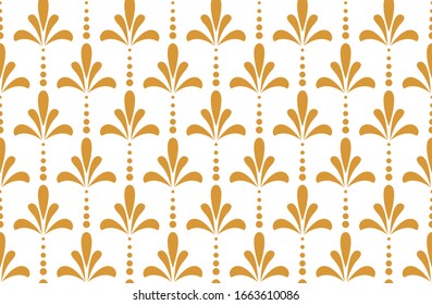 Flower geometric pattern. Seamless vector background. White and gold ornament