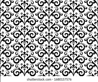 Flower geometric pattern. Seamless vector background. White and black ornament. Ornament for fabric, wallpaper, packaging. Decorative print