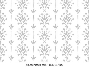 Flower geometric pattern. Seamless vector background. White and grey ornament. Ornament for fabric, wallpaper, packaging. Decorative print.