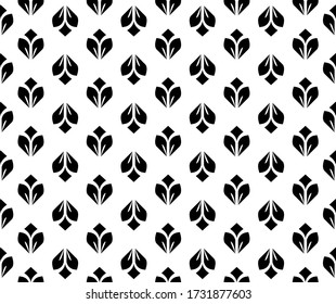 Flower geometric pattern. Seamless vector background. White and black ornament