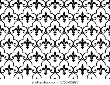 Flower geometric pattern. Seamless vector background. White and black ornament. Ornament for fabric, wallpaper, packaging. Decorative print