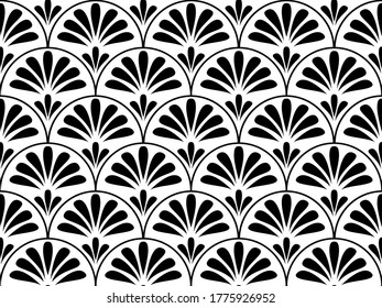 Flower geometric pattern. Seamless vector background. White and black ornament