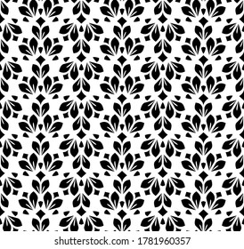 Flower geometric pattern. Seamless vector background. White and black ornament