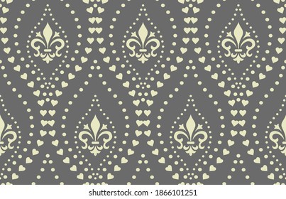Flower geometric pattern. Seamless vector background. Gray ornament