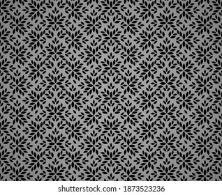 Flower geometric pattern. Seamless vector background. Black and gray ornament