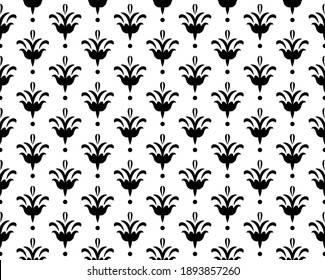 Flower geometric pattern. Seamless vector background. White and black ornament