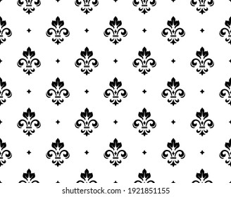 Flower Geometric Pattern. Seamless Vector Background. White And Black Ornament