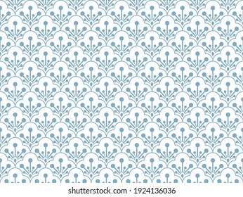 Flower geometric pattern. Seamless vector background. White and blue ornament