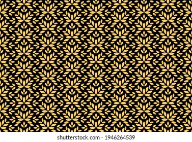Flower geometric pattern. Seamless vector background. Gold and black ornament