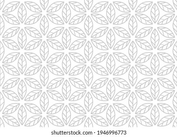Flower geometric pattern. Seamless vector background. White and gray ornament. Ornament for fabric, wallpaper, packaging. Decorative print.