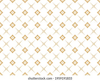 Flower geometric pattern. Seamless vector background. White and gold ornament