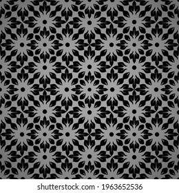 Flower geometric pattern. Seamless vector background. Black and gray ornament